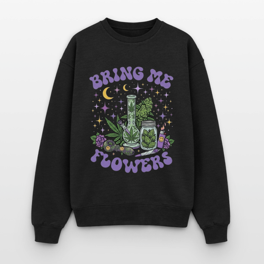 Bring Me Flowers Girl Oversized Unisex Sweatshirt - Schwarz