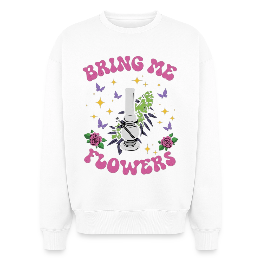 Bring me Flowers Oversized Unisex Sweatshirt - Weiß