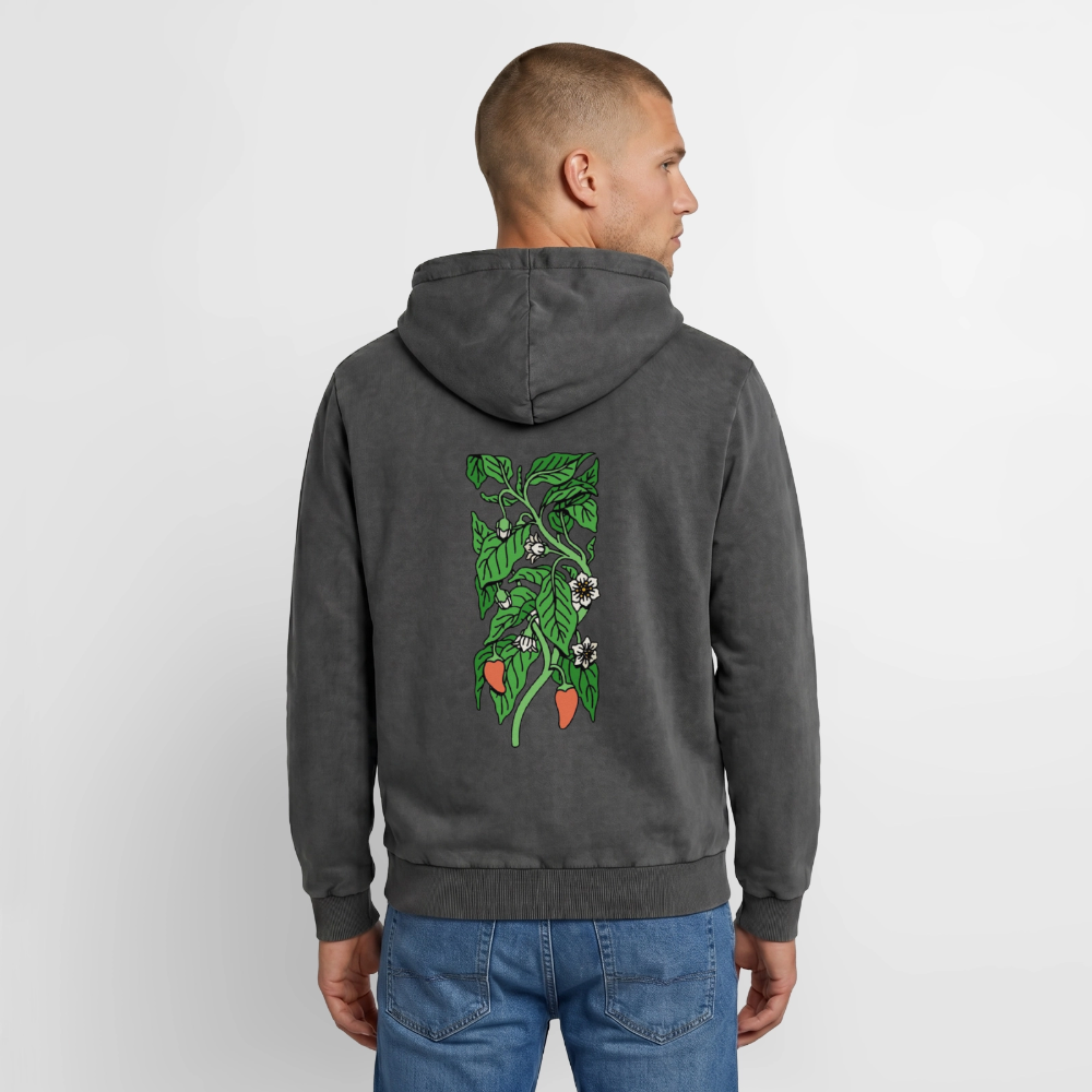 Sonnenblume Unisex Premium Acid-Washed Hoodie - Schwarz Acid Wash