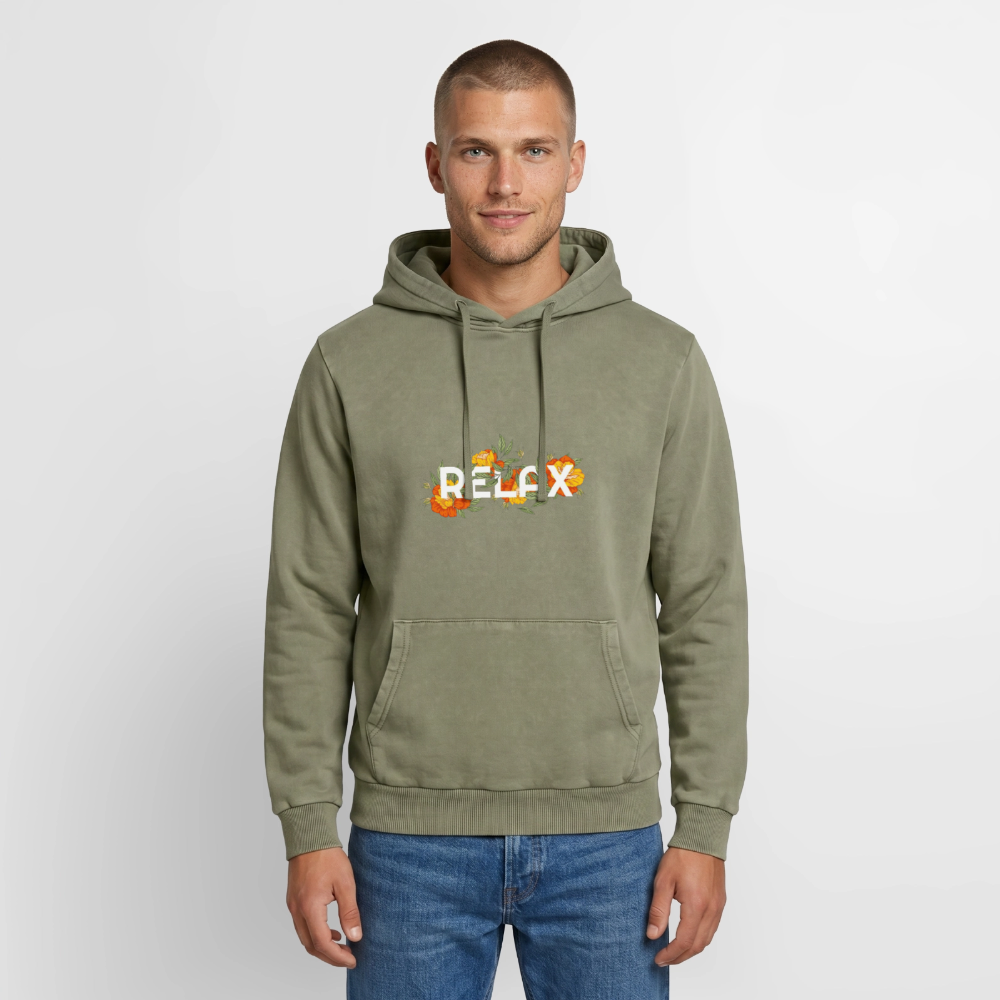 Relaxed Premium Hanf Unisex Acid-Washed Hoodie - Grün Acid Wash