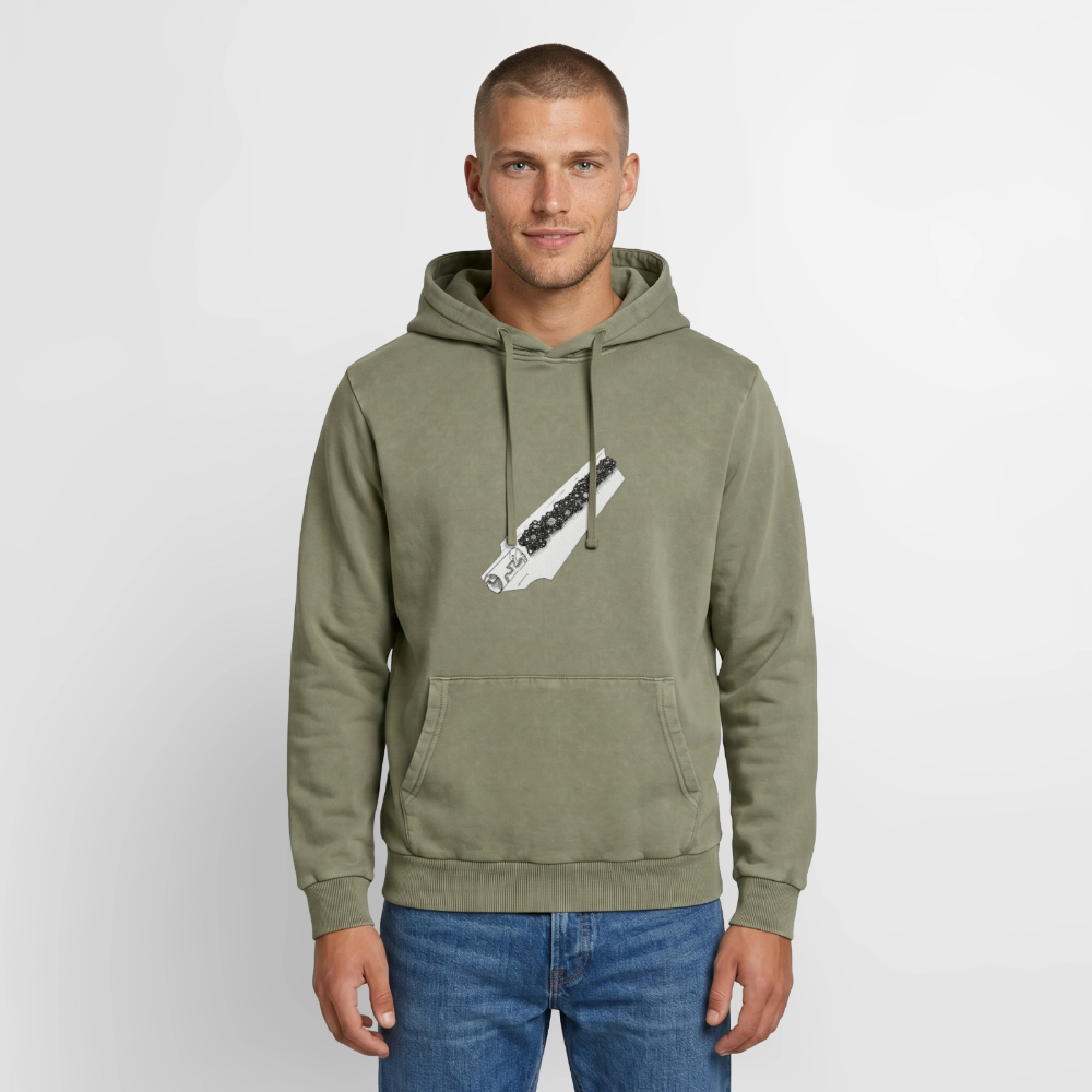 Rolled Relaxed Unisex Premium Acid-Washed Hoodie - Grün Acid Wash