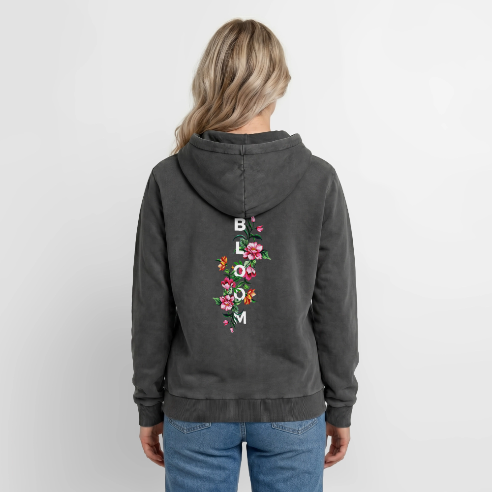 Relaxed Premium Hanf Unisex Acid-Washed Hoodie - Schwarz Acid Wash