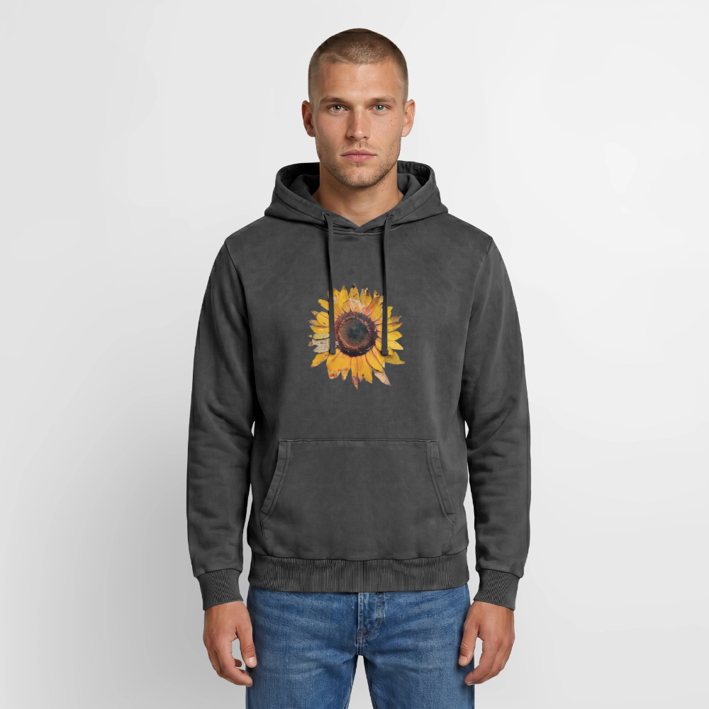 Sonnenblume Unisex Premium Acid-Washed Hoodie - Schwarz Acid Wash
