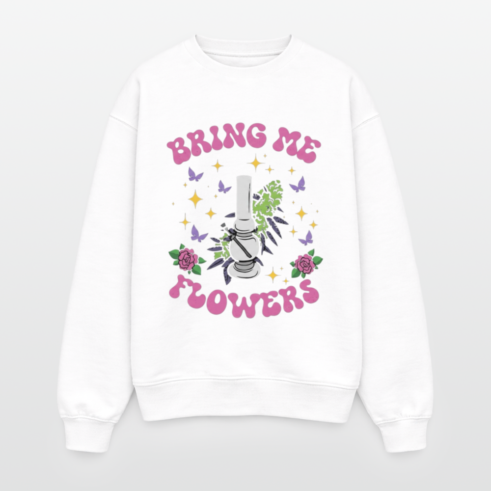 Bring me Flowers Oversized Unisex Sweatshirt - Weiß