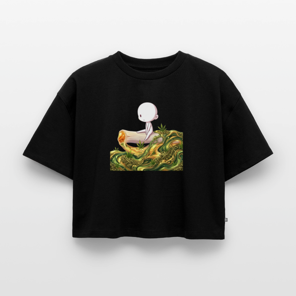 Chillin on a Joint Frauen Premium Oversized Bio Crop - Schwarz