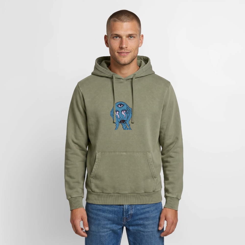 Der Fluch Relaxed Unisex Premium Bio Washed Hoodie - Grün Acid Wash