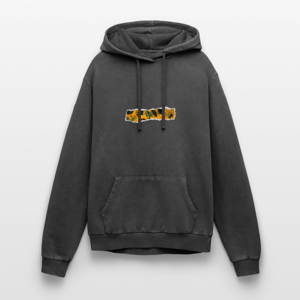 Sun Flower Relaxed Unisex Premium Acid-Washed Hoodie - Schwarz Acid Wash