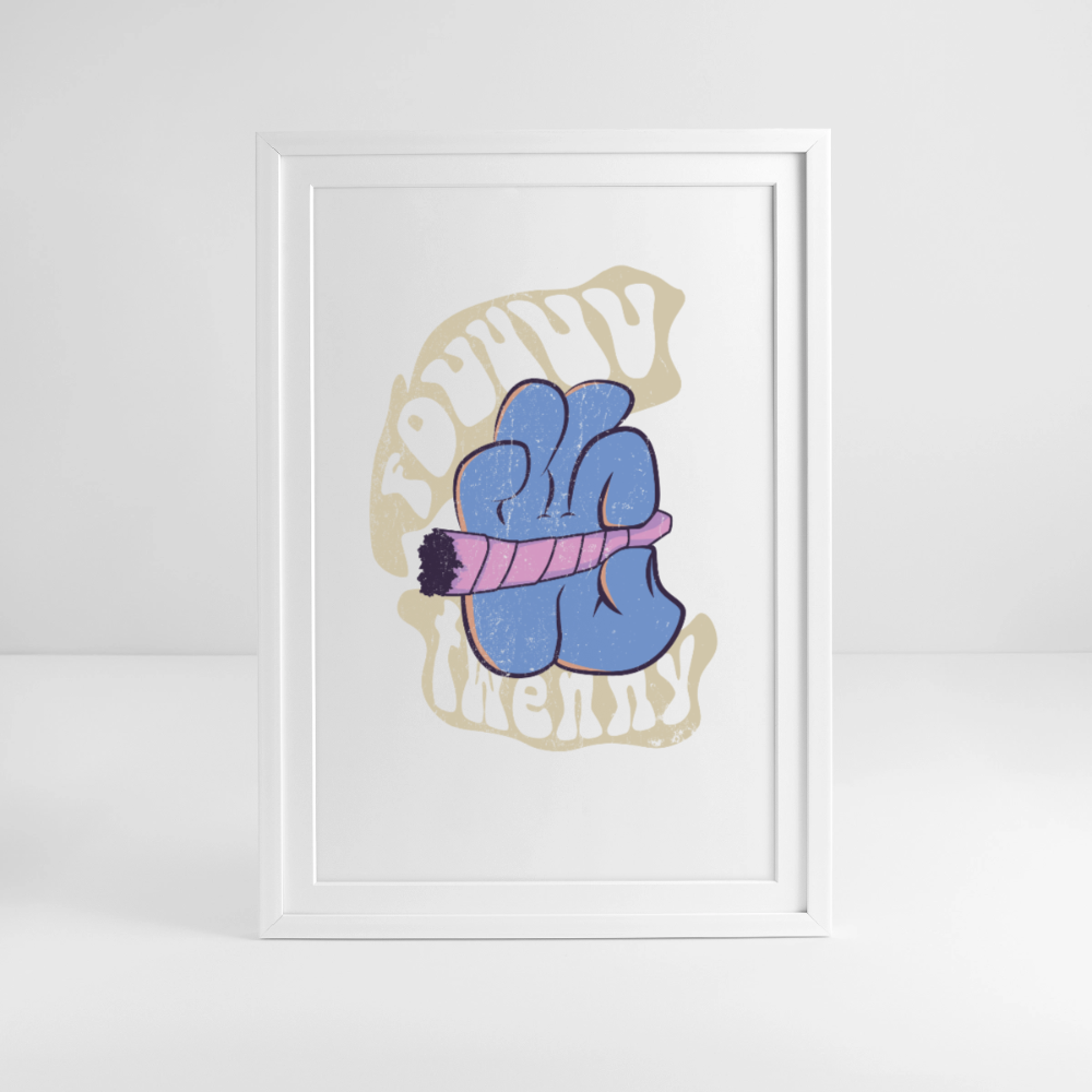 Fouuur twenny Gerahmtes Poster (49 × 69 cm) - Weiß