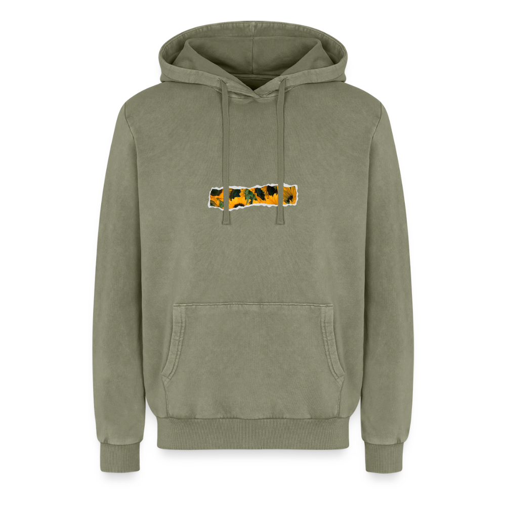 Sun Flower Relaxed Unisex Premium Acid-Washed Hoodie - Grün Acid Wash