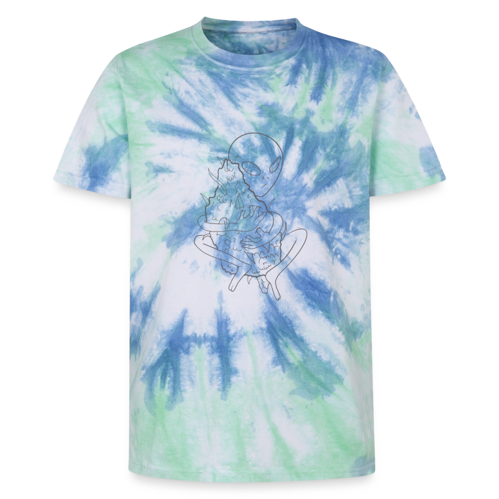 Alien Unisex Premium Tie Dye T-Shirt - Spiralblau