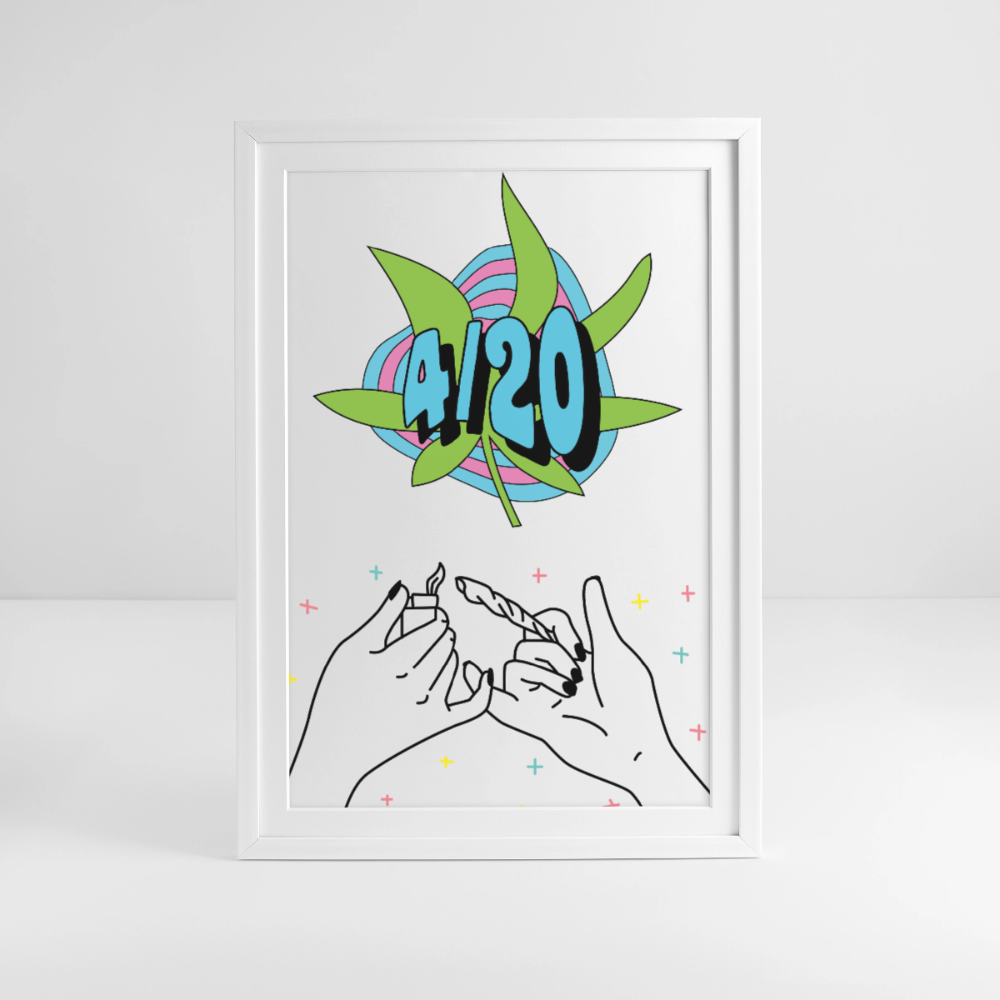 4/20 Gerahmtes Poster (49 × 69 cm) - Weiß