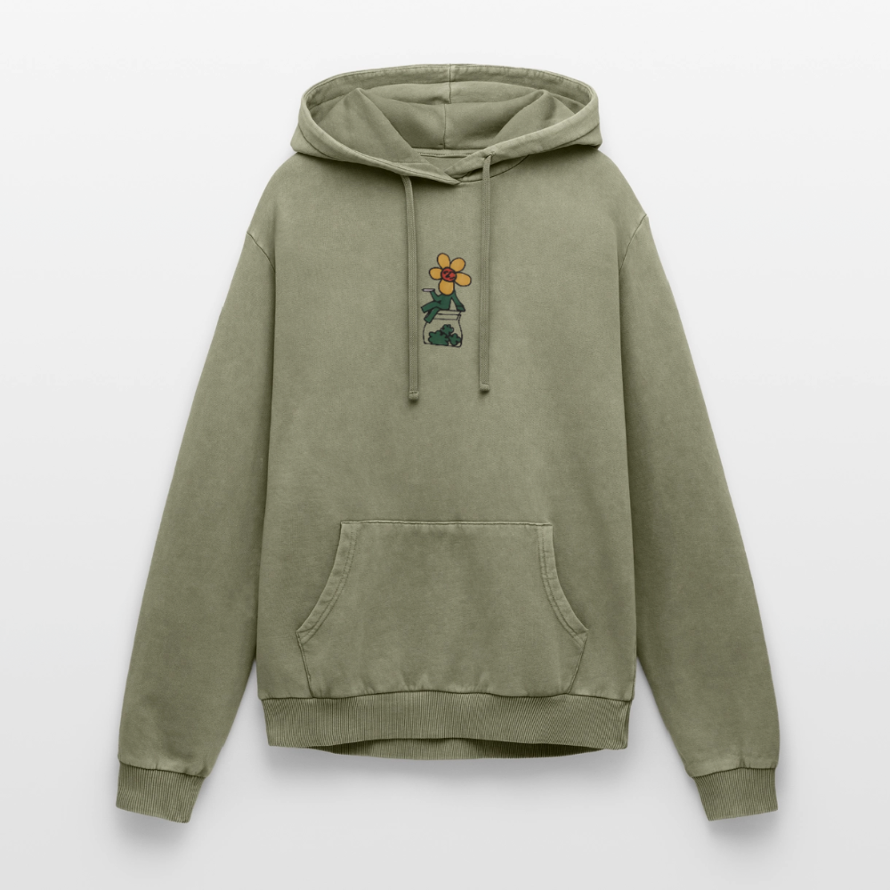 Smoke a blunt Relaxed Unisex PremiumBio Washed Hoodie - Grün Acid Wash