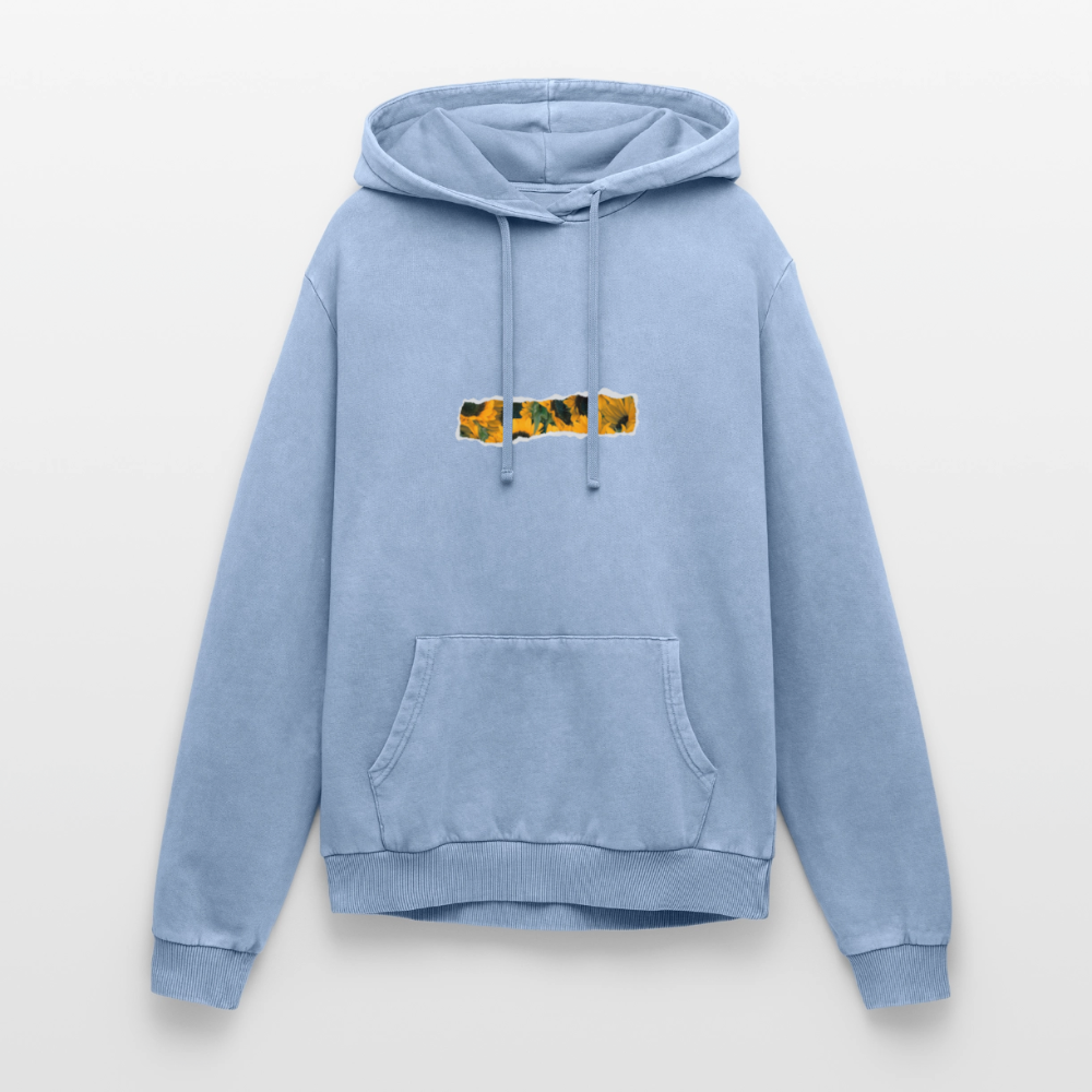 Sun Flower Relaxed Unisex Premium Acid-Washed Hoodie - Blau Acid Wash