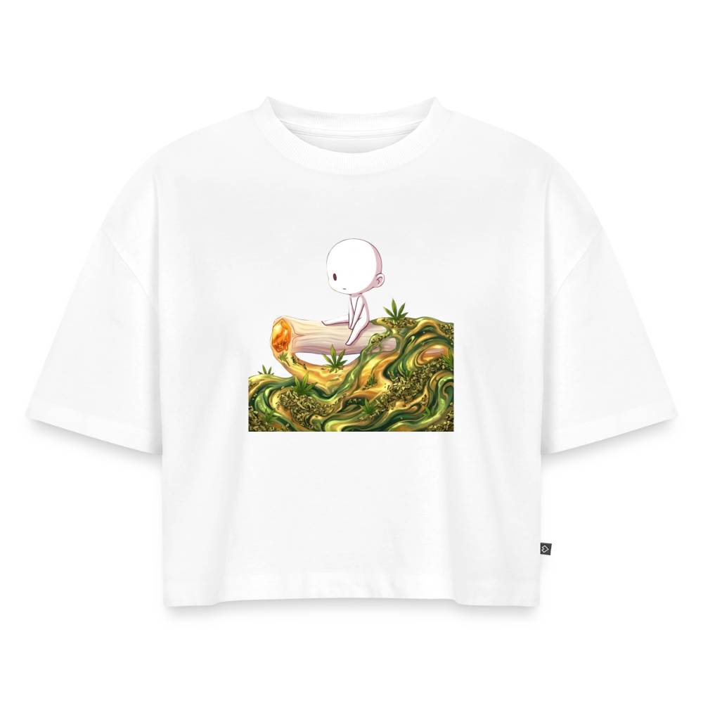 Chillin on a Joint Frauen Premium Oversized Bio Crop - Weiß