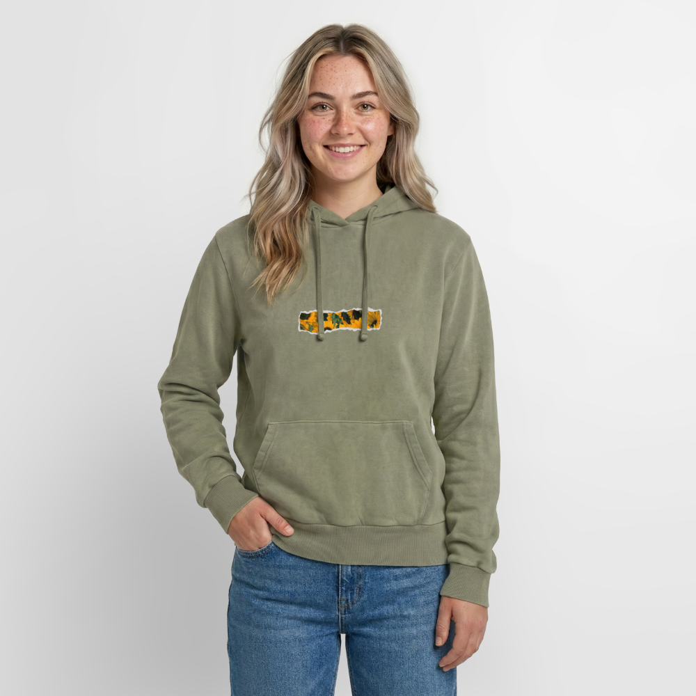 Sun Flower Relaxed Unisex Premium Acid-Washed Hoodie - Grün Acid Wash