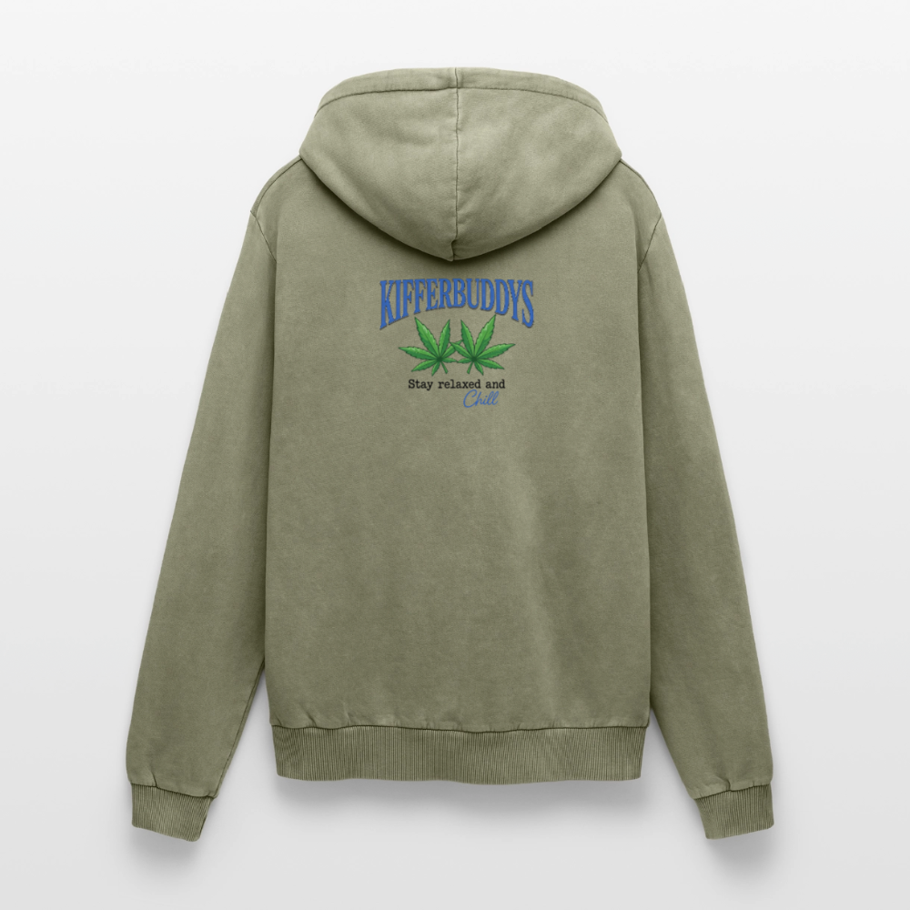 Smoke a blunt Relaxed Unisex PremiumBio Washed Hoodie - Grün Acid Wash