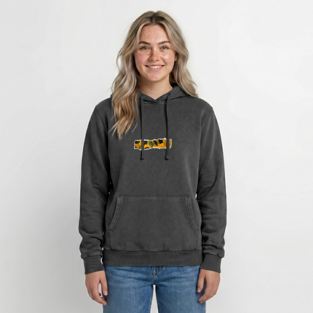 Sun Flower Relaxed Unisex Premium Acid-Washed Hoodie - Schwarz Acid Wash