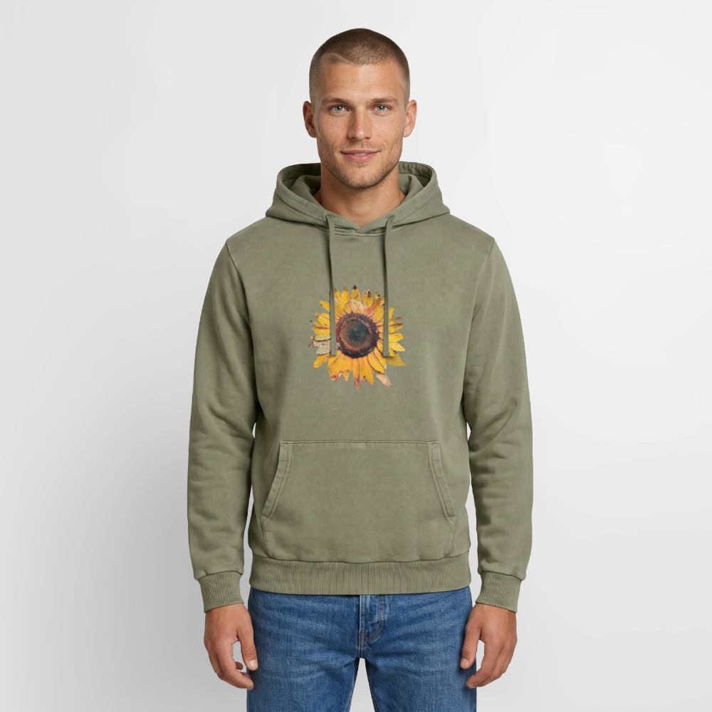 Sonnenblume Unisex Premium Acid-Washed Hoodie - Grün Acid Wash