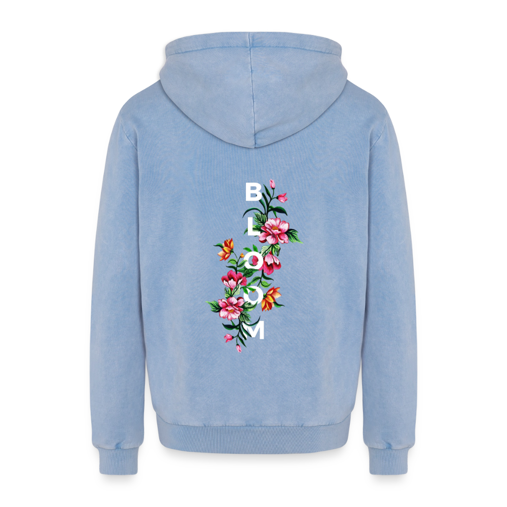 Relaxed Premium Hanf Unisex Acid-Washed Hoodie - Blau Acid Wash