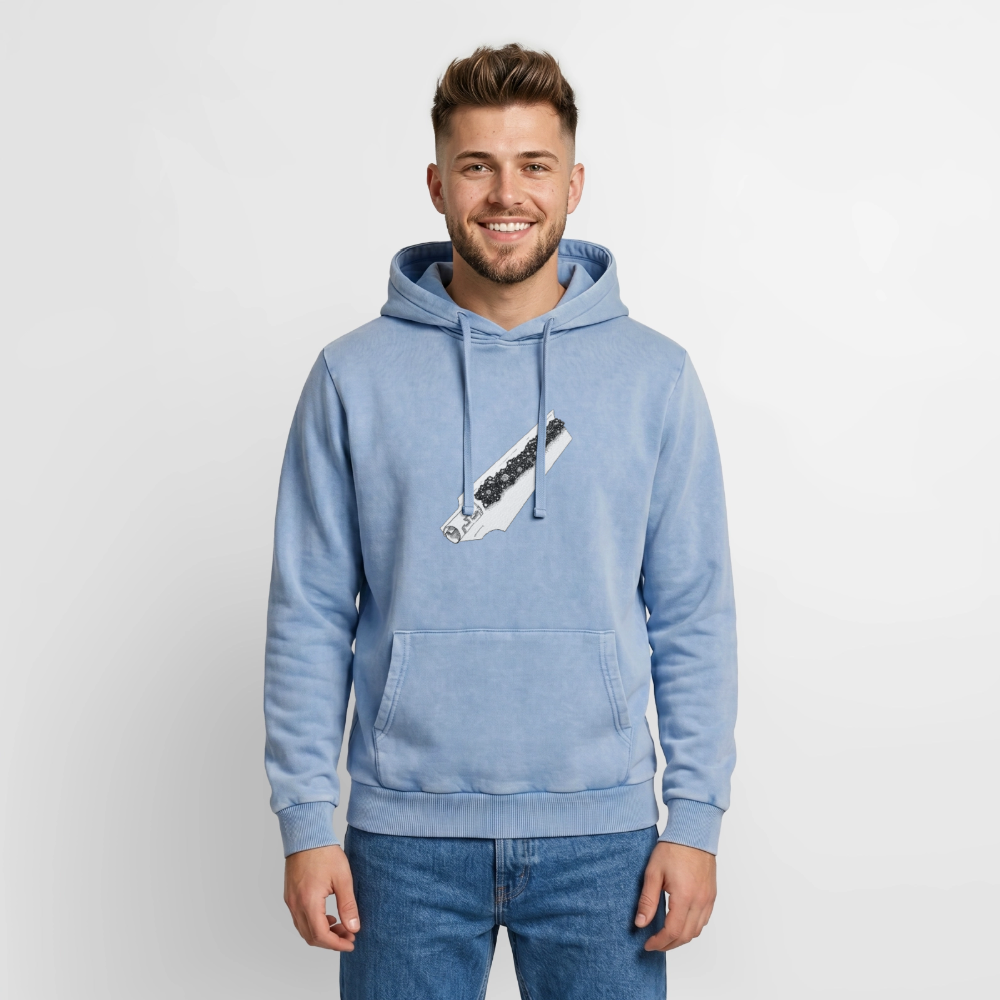 Rolled Relaxed Unisex Premium Acid-Washed Hoodie - Blau Acid Wash