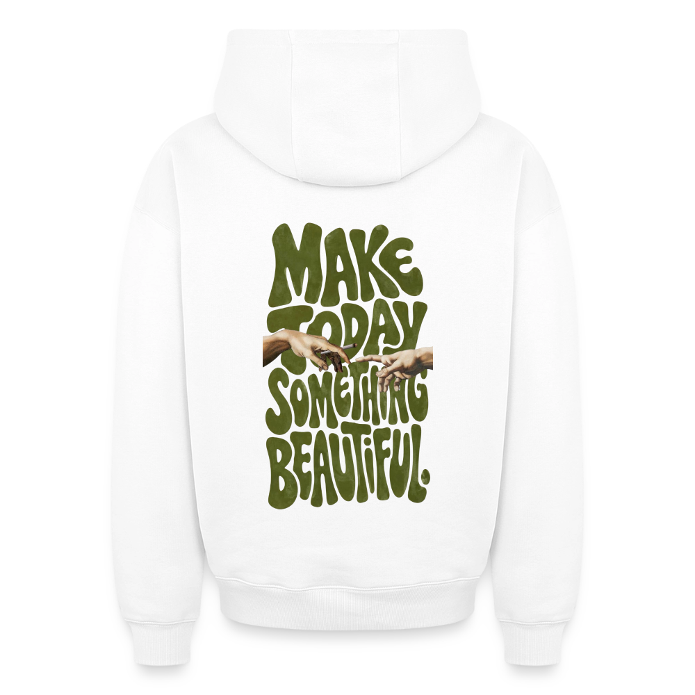 Make Something Oversized Heavyweight Unisex Hoodie - Weiß
