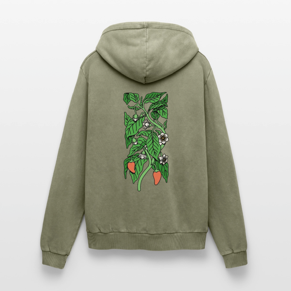 Sonnenblume Unisex Premium Acid-Washed Hoodie - Grün Acid Wash