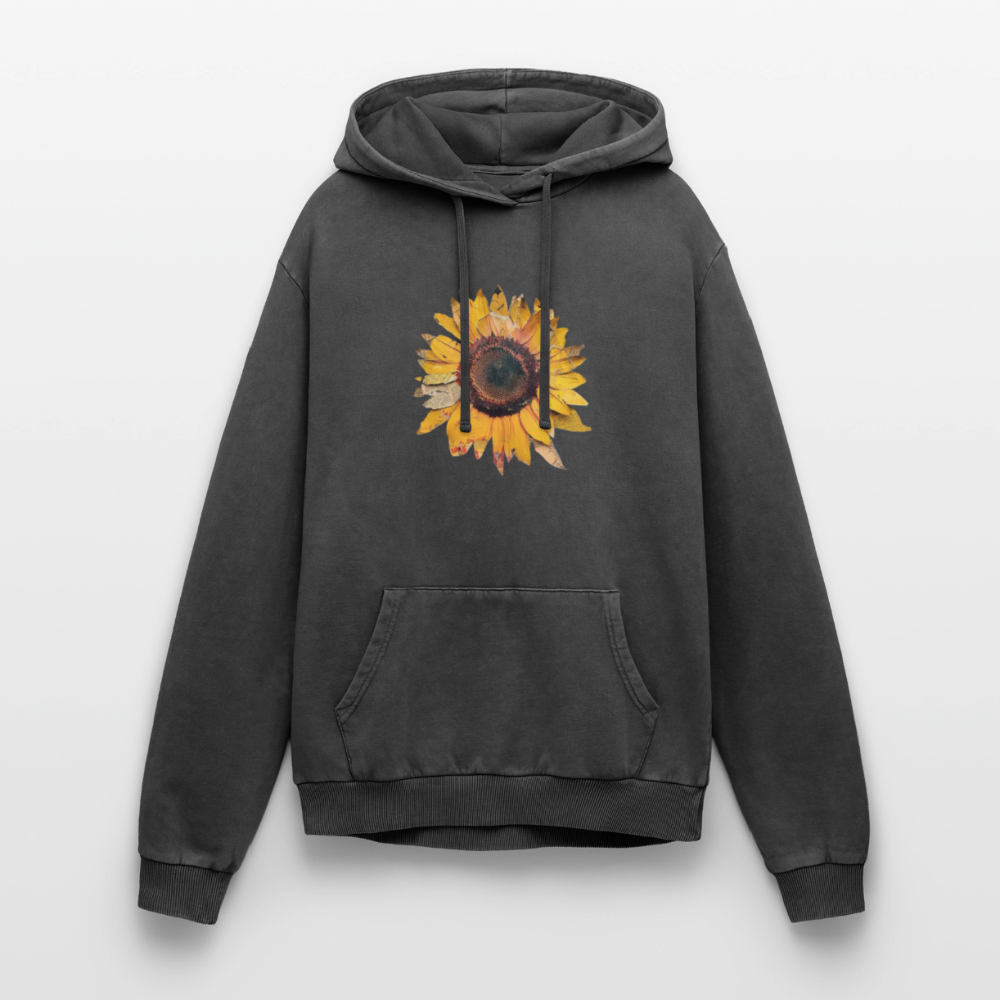 Sonnenblume Unisex Premium Acid-Washed Hoodie - Schwarz Acid Wash