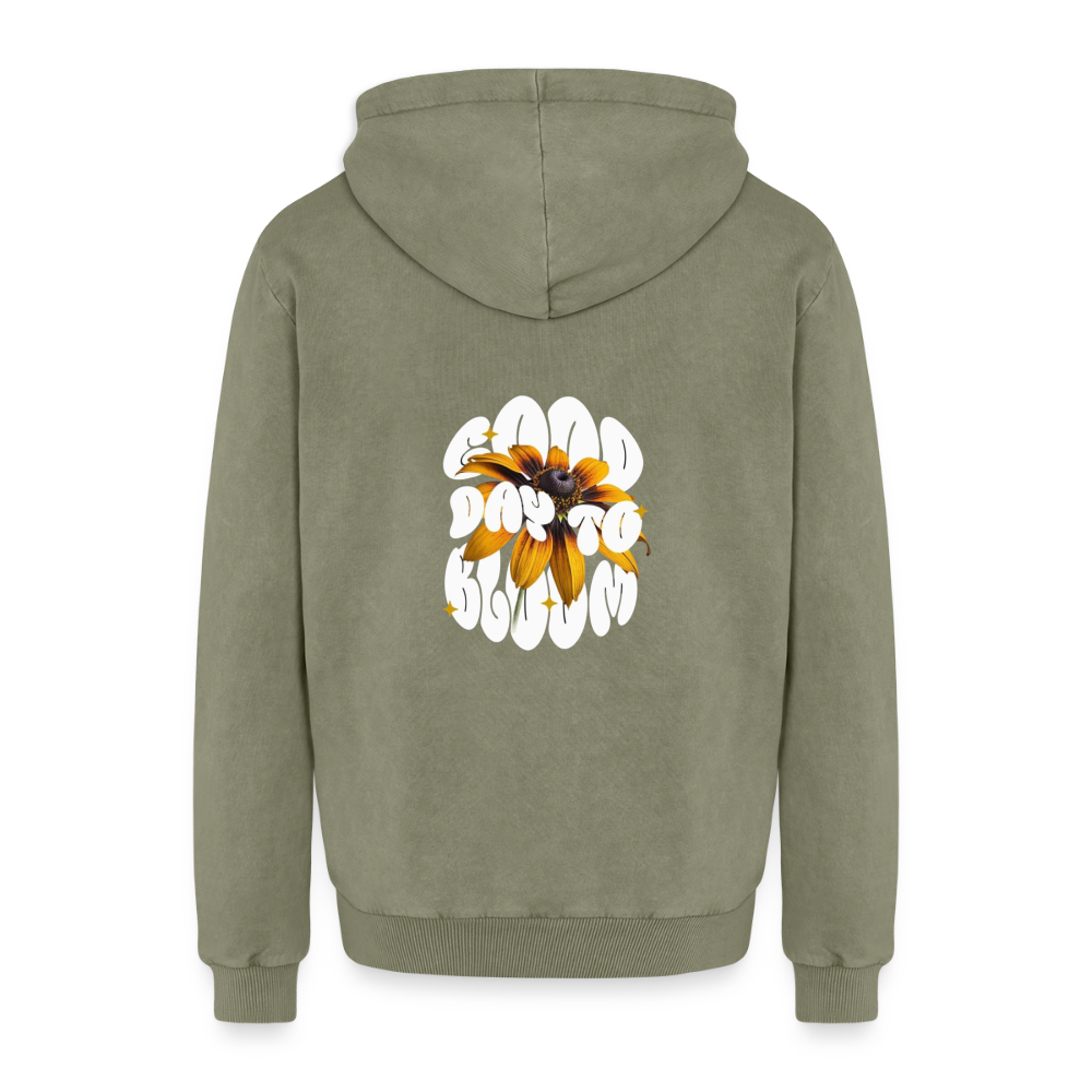 Sun Flower Relaxed Unisex Premium Acid-Washed Hoodie - Grün Acid Wash