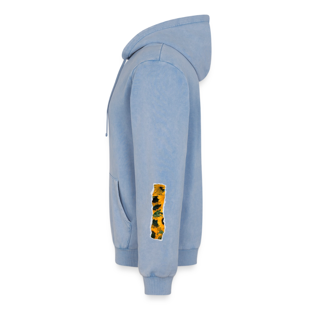 Relaxed Premium Hanf Unisex Acid-Washed Hoodie - Blau Acid Wash