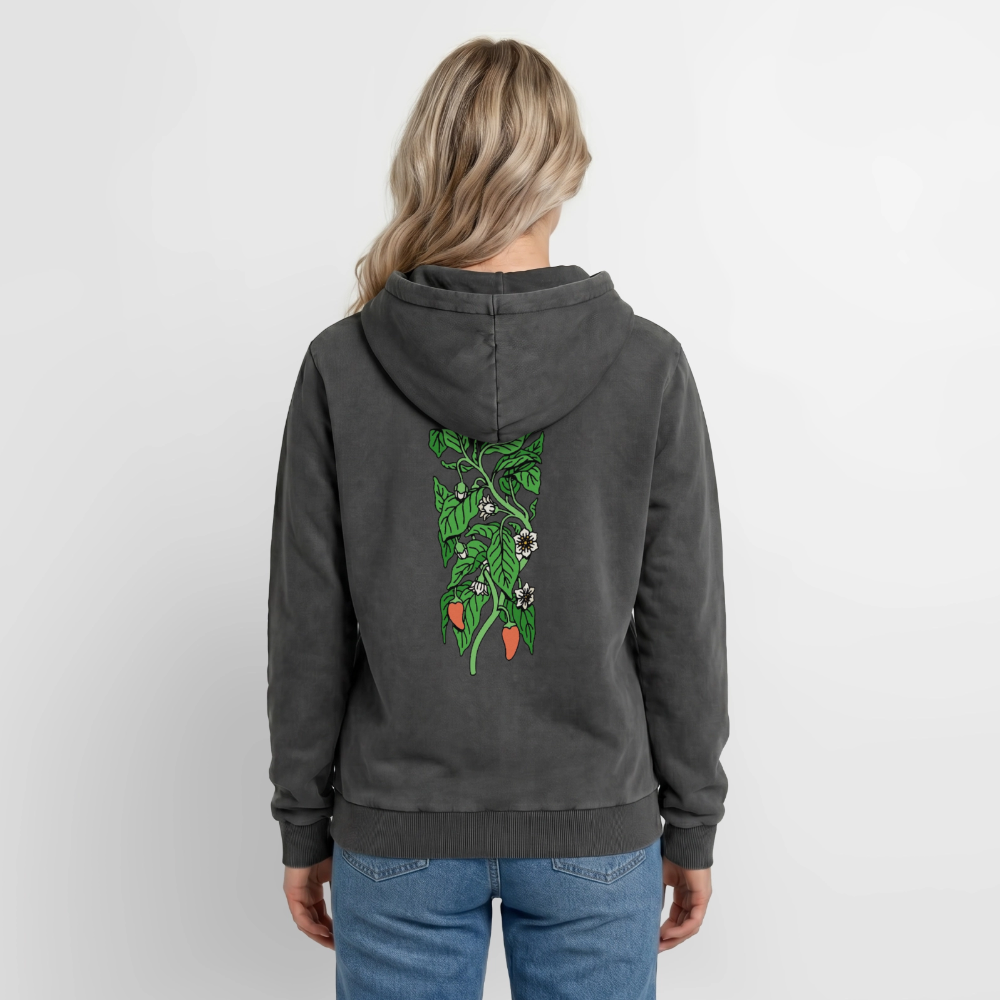 Sonnenblume Unisex Premium Acid-Washed Hoodie - Schwarz Acid Wash