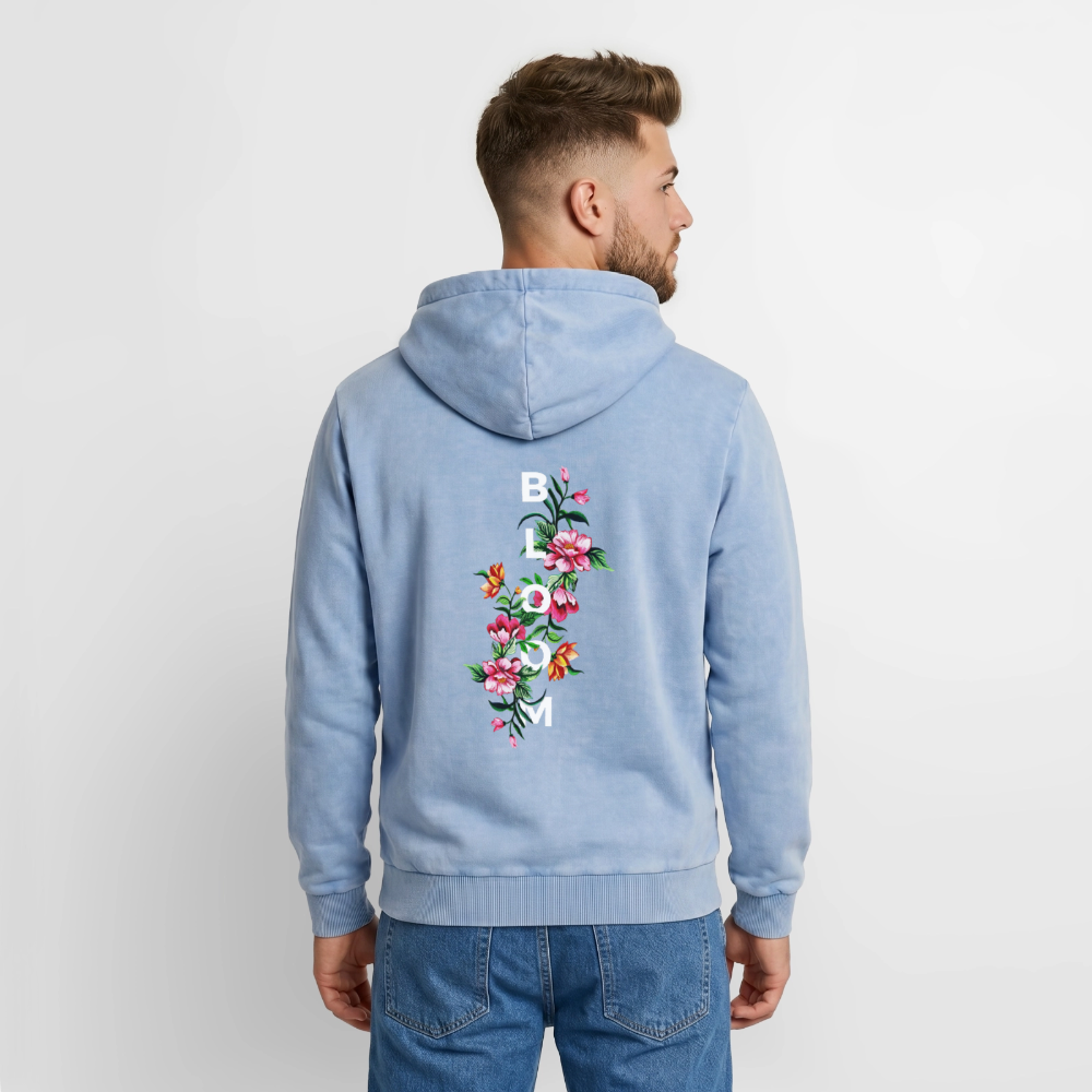 Relaxed Premium Hanf Unisex Acid-Washed Hoodie - Blau Acid Wash