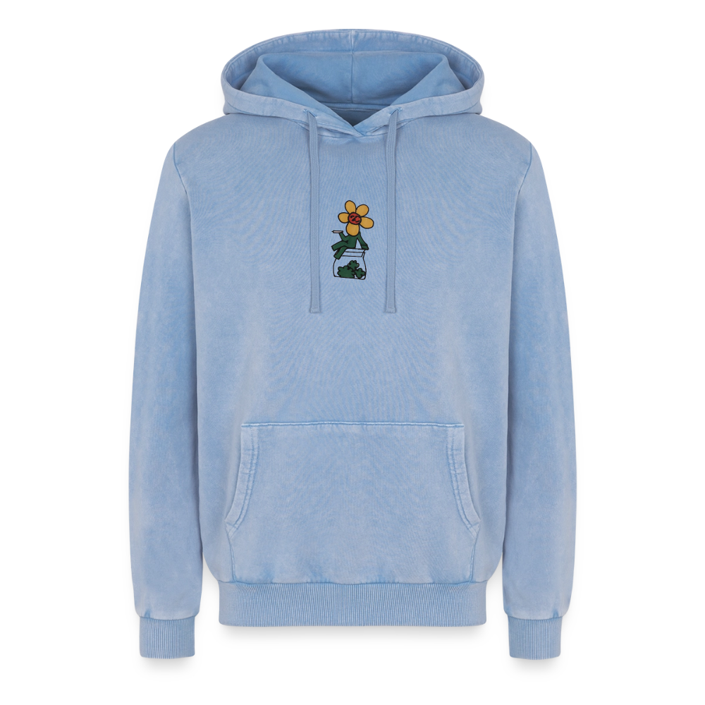 Smoke a blunt Relaxed Unisex PremiumBio Washed Hoodie - Blau Acid Wash