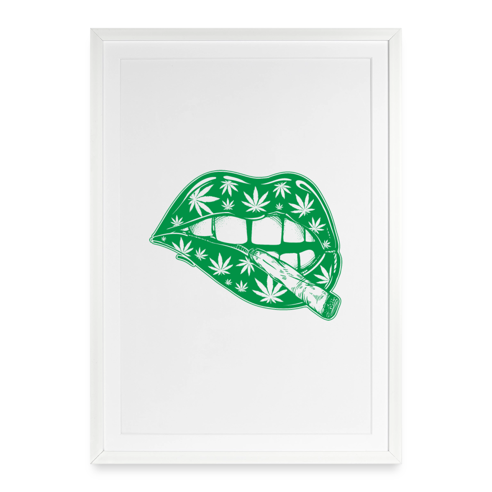 High Kiss Gerahmtes Poster (49 × 69 cm) - Weiß