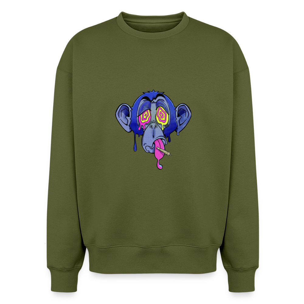 Monkey Oversized Heavyweight Unisex Sweatshirt - Khaki
