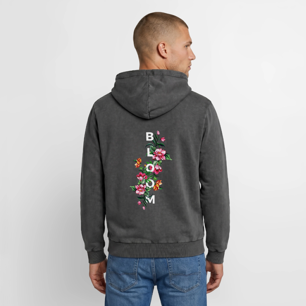 Relaxed Premium Hanf Unisex Acid-Washed Hoodie - Schwarz Acid Wash