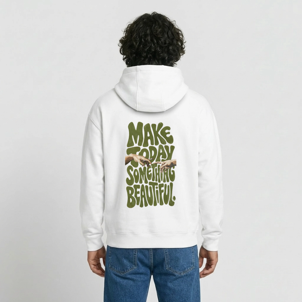 Make Something Oversized Heavyweight Unisex Hoodie - Weiß