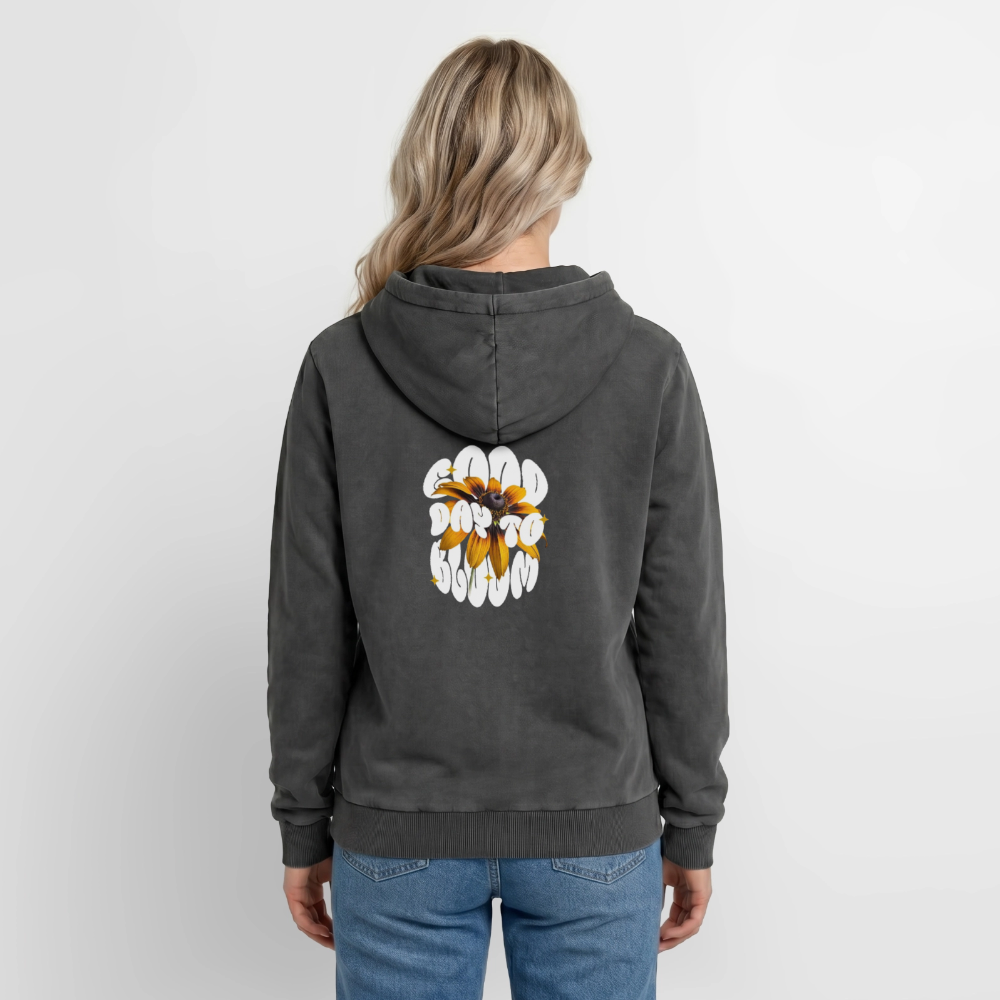 Sun Flower Relaxed Unisex Premium Acid-Washed Hoodie - Schwarz Acid Wash