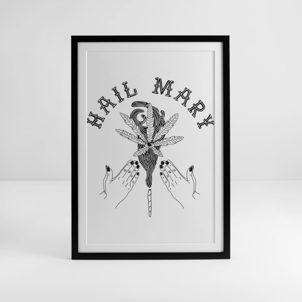 Heilige Marie Gerahmtes Poster (49 × 69 cm) - Schwarz