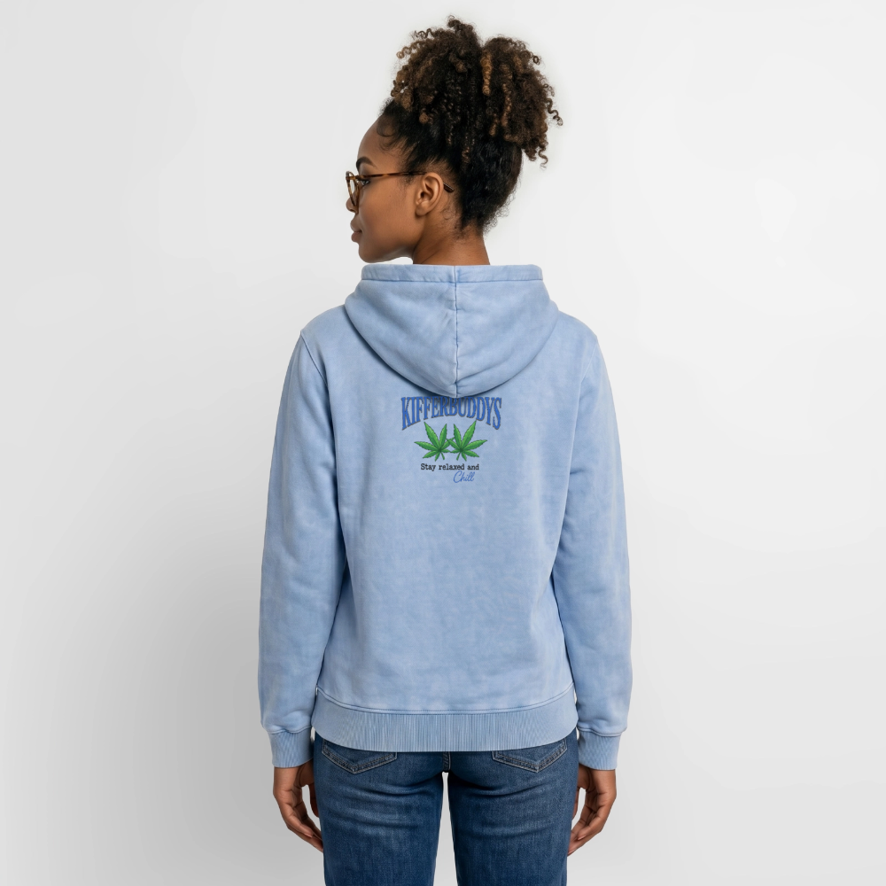 Smoke a blunt Relaxed Unisex PremiumBio Washed Hoodie - Blau Acid Wash