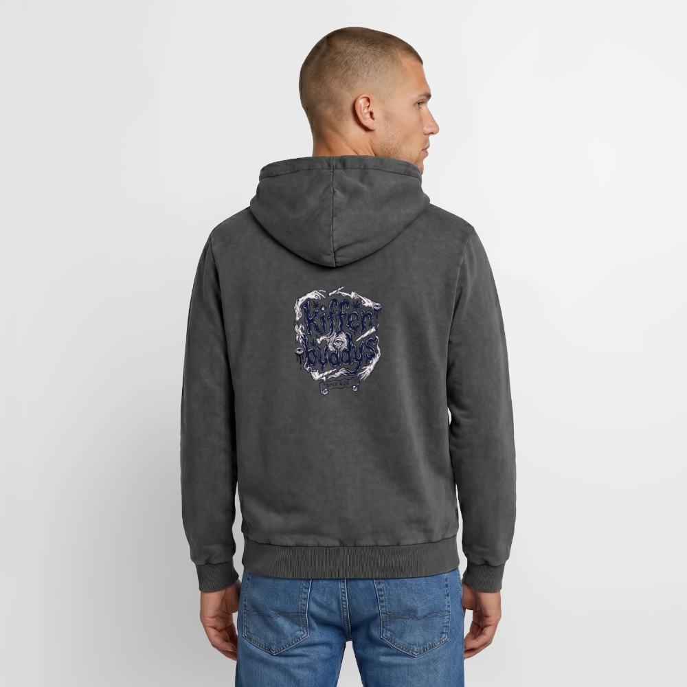 Der Fluch Relaxed Unisex Premium Bio Washed Hoodie - Schwarz Acid Wash