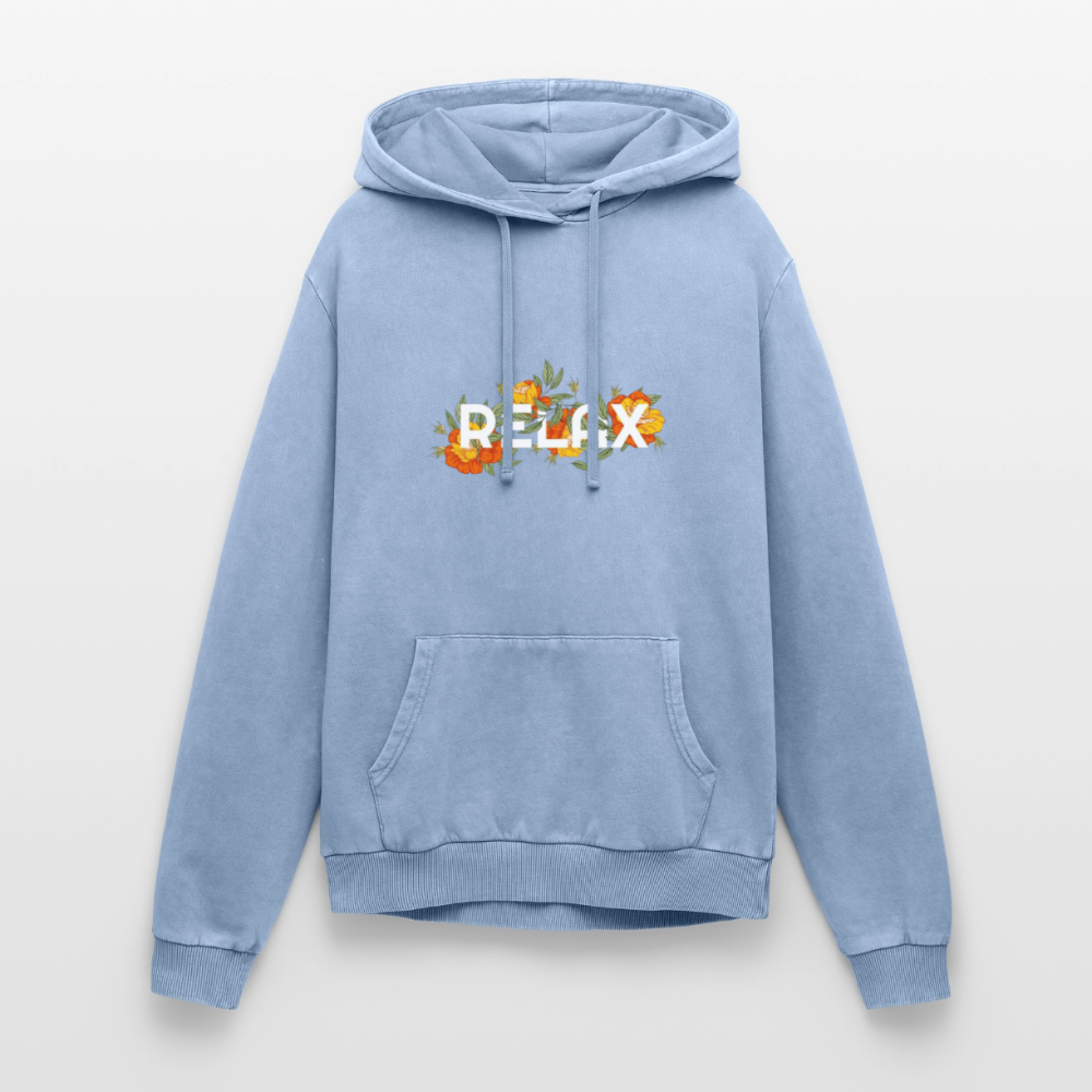 Relaxed Premium Hanf Unisex Acid-Washed Hoodie - Blau Acid Wash