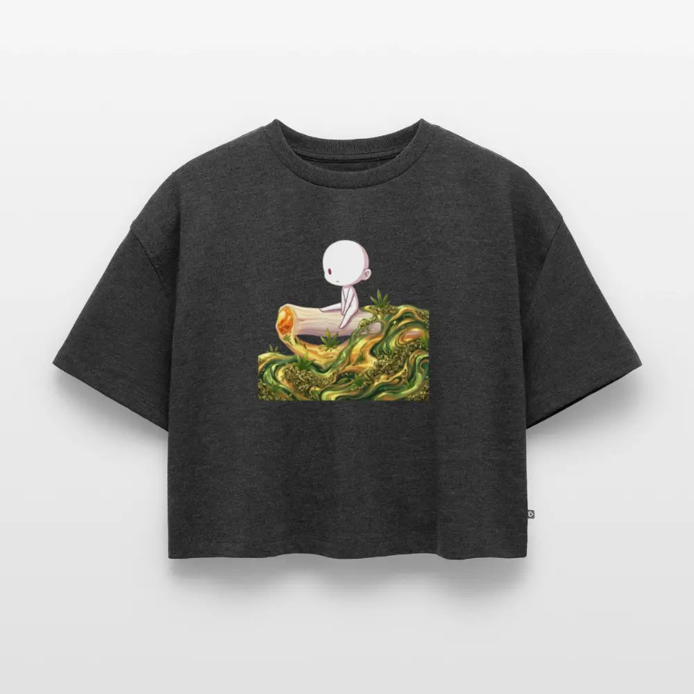 Chillin on a Joint Frauen Premium Oversized Bio Crop - Anthrazit meliert