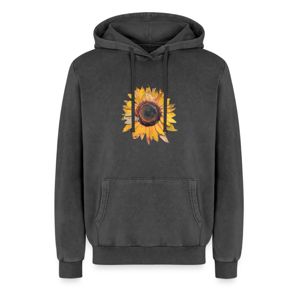 Sonnenblume Unisex Premium Acid-Washed Hoodie - Schwarz Acid Wash