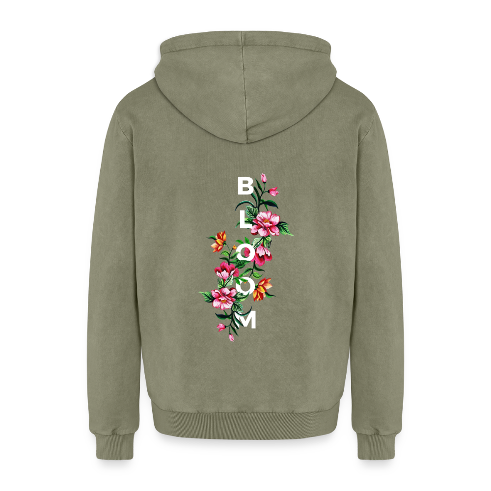Relaxed Premium Hanf Unisex Acid-Washed Hoodie - Grün Acid Wash
