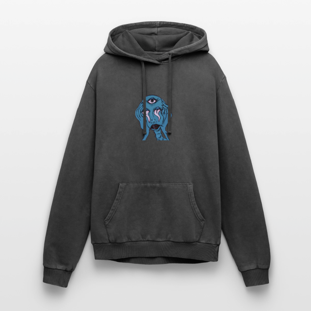 Der Fluch Relaxed Unisex Premium Bio Washed Hoodie - Schwarz Acid Wash