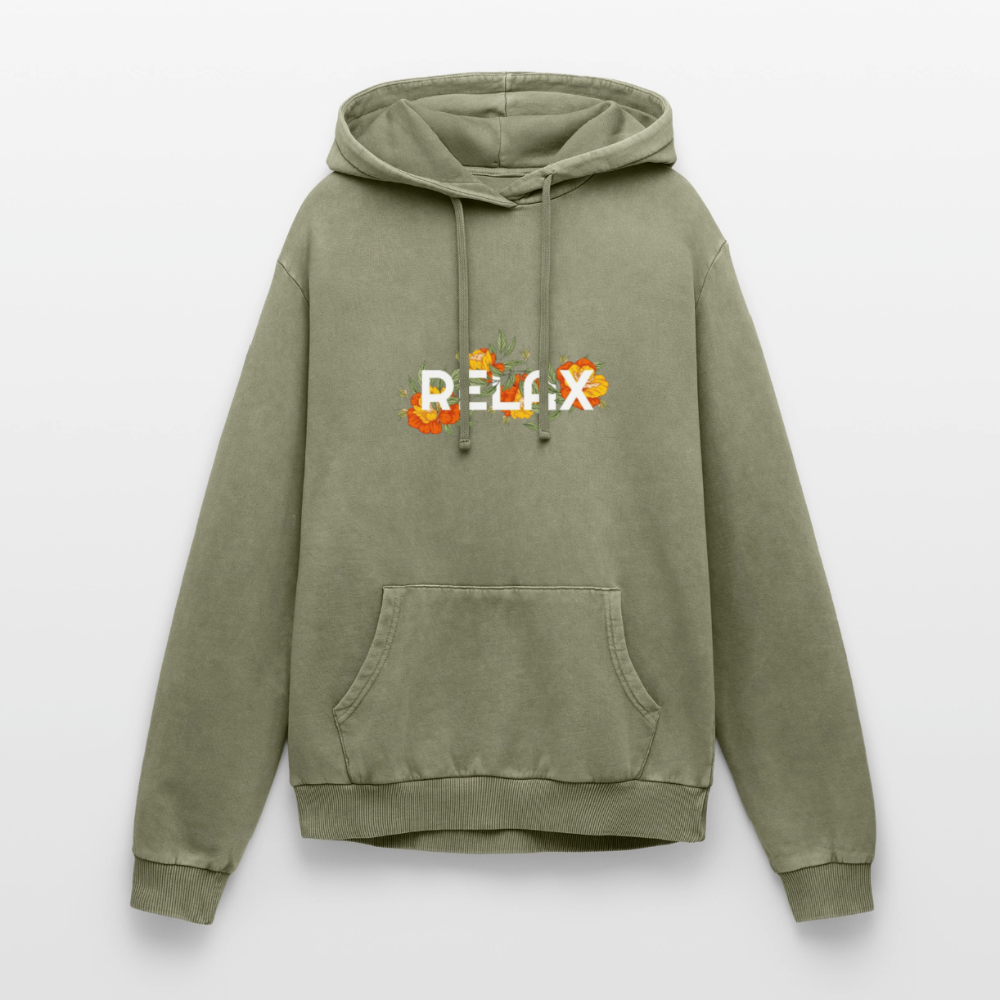 Relaxed Premium Hanf Unisex Acid-Washed Hoodie - Grün Acid Wash