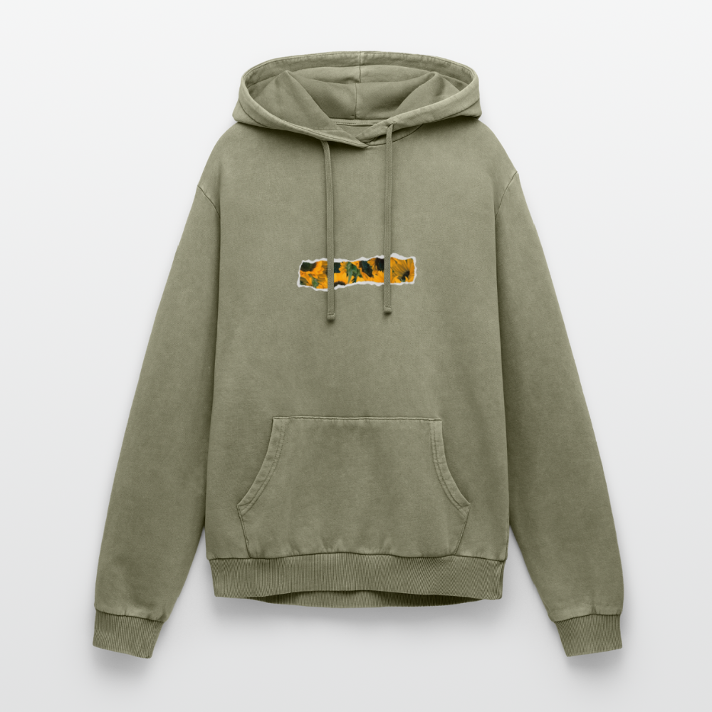 Sun Flower Relaxed Unisex Premium Acid-Washed Hoodie - Grün Acid Wash