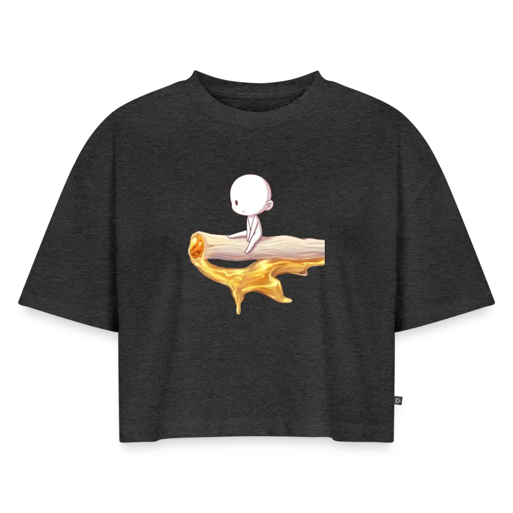 just Chillin on a joint Frauen Crop - Anthrazit meliert