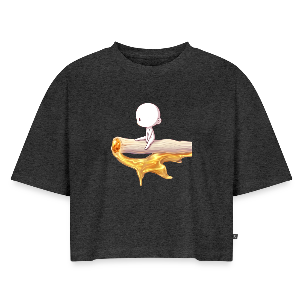 just Chillin on a joint Frauen Crop - Anthrazit meliert