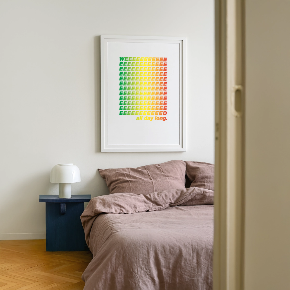 Weed all Day Gerahmtes Poster (49 × 69 cm) - Weiß